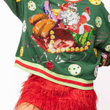 Dark Green Vintage Jingle Bell Santa Sweatshirt | Queen Of Sparkles