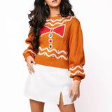 Brown Gingerbread Man Jewel Bow Tie Sweater | Queen Of Sparkles