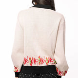 Black Trim Collar Nutcracker & Candy Cane Button Up Cardigan | Queen Of Sparkles