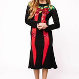 Sequin Wreath With Bow Knit Midi Dress | Queen Of Sparkles