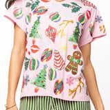 Light Pink Christmas Icons Tee | Queen Of Sparkles