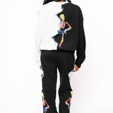 Black & Grey Colorblock Multi Skeleton Sweatshirt | Queen Of Sparkles