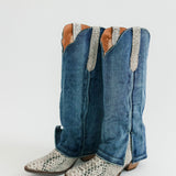 Shabby Leather Boot | Blue