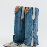 Shabby Leather Boot | Blue
