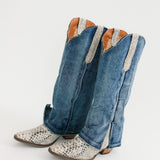 Shabby Leather Boot | Blue