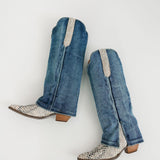 Shabby Leather Boot | Blue