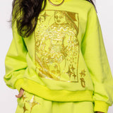 Lime Green Queen Card Logo Sweatshirt | Queen Of Sparkles