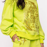 Lime Green Queen Card Logo Sweatshirt | Queen Of Sparkles