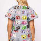 Black & White Stripe Multi Vintage Suitcase Cotton Top | Queen Of Sparkles