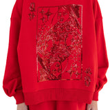 Red QOS Card Logo Mock Neck Sweatshirt | Queen Of Sparkles