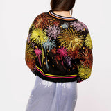 Black Multi Rainbow Firework Button Up Cardigan | Queen Of Sparkles
