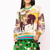 Multi Vintage Cowboy Santa Sweatshirt | Queen Of Sparkles