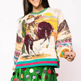 Multi Vintage Cowboy Santa Sweatshirt | Queen Of Sparkles