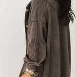 Mineral Wash Corduroy Maxi Coat | Ashed Black