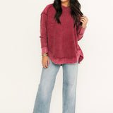Chandler Waffle Knit Top | Cranberry