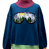 Colorblock Ski Goggle With Reflection Mock Neck Sweatshirt | Queen Of Sparkles