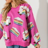 Hot Pink Rainbow Birthday Cake Sweatshirt | Queen Of Sparkles