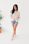 HOODED KNIT SWEATER | CREAM & TAUPE
