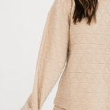 Quilted Sweatshirt Top | Cream