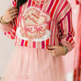 Pink Striped 'XOXO Queen' Heart Cake Sweater | Queen Of Sparkles