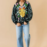 Black Multi Spider On Web Button Up Cardigan | Queen Of Sparkles