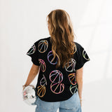 Black Multi Outlined Basketball Tee