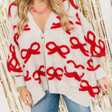 Ribbon Pullover Cardigan | Red