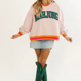 Pink, Orange & Green Rhinestone 'Mahjong' Sweatshirt | Queen Of Sparkles