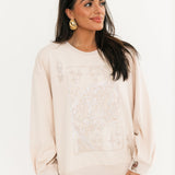 Beige Queen Card Logo Sweatshirt | Queen Of Sparkles