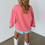 Aqua & Pink Colorblock QOS Logo Card Sweatshirt | Queen Of Sparkles