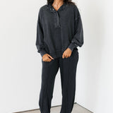 Terry Quarter Snap Pullover | Washed Black