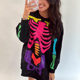 Black Rainbow Skeleton Sweatshirt Dress | Queen Of Sparkles