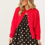 Piper Stripe Cardigan | Cherry Red Pink