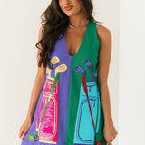 Green & Purple Colorblock Golf Clubs Tank Dress | Queen Of Sparkles