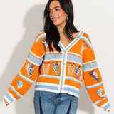 Licensed Tenn Striped Basketball Rhinestone Icon Cardigan | Queen Of Sparkles