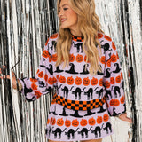 Checker Trim Halloween Icon Sweater | Queen Of Sparkles