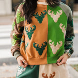Colorblock Deer Head Sweatshirt | Queen Of Sparkles