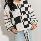 Multi Checker Hooded Sweater