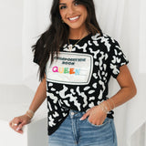Black Composition Book Queen Tee | Queen Of Sparkles