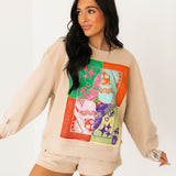 Beige Colorblock Bandana QOS Card Logo Short | Queen Of Sparkles