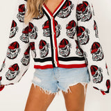 Licensed UGA Knit In Mascot Rhinestone Cardigan | Queen Of Sparkles