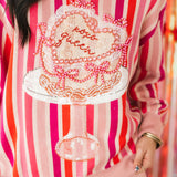 Pink Striped 'XOXO Queen' Heart Cake Sweater | Queen Of Sparkles