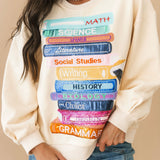Beige School Books Sweatshirt | Queen Of Sparkles
