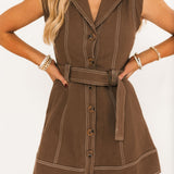 Born This Way Belted Mini Dress | Brown