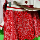 White & Red Card Pattern Skirt