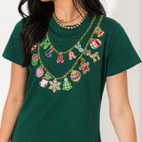 Bright Green Christmas Necklace Tee Dress | Queen Of Sparkles