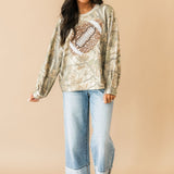 Camo Jewel & Pearl Football Sweatshirt | Queen Of Sparkles X Lexi Jade's