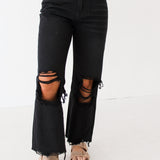 90s Vintage Crop Flare Jeans | Black