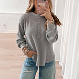 Holly Henley Top | Heather Grey