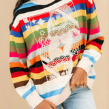 Multi Striped QOS Card Logo Sweater | Queen Of Sparkles